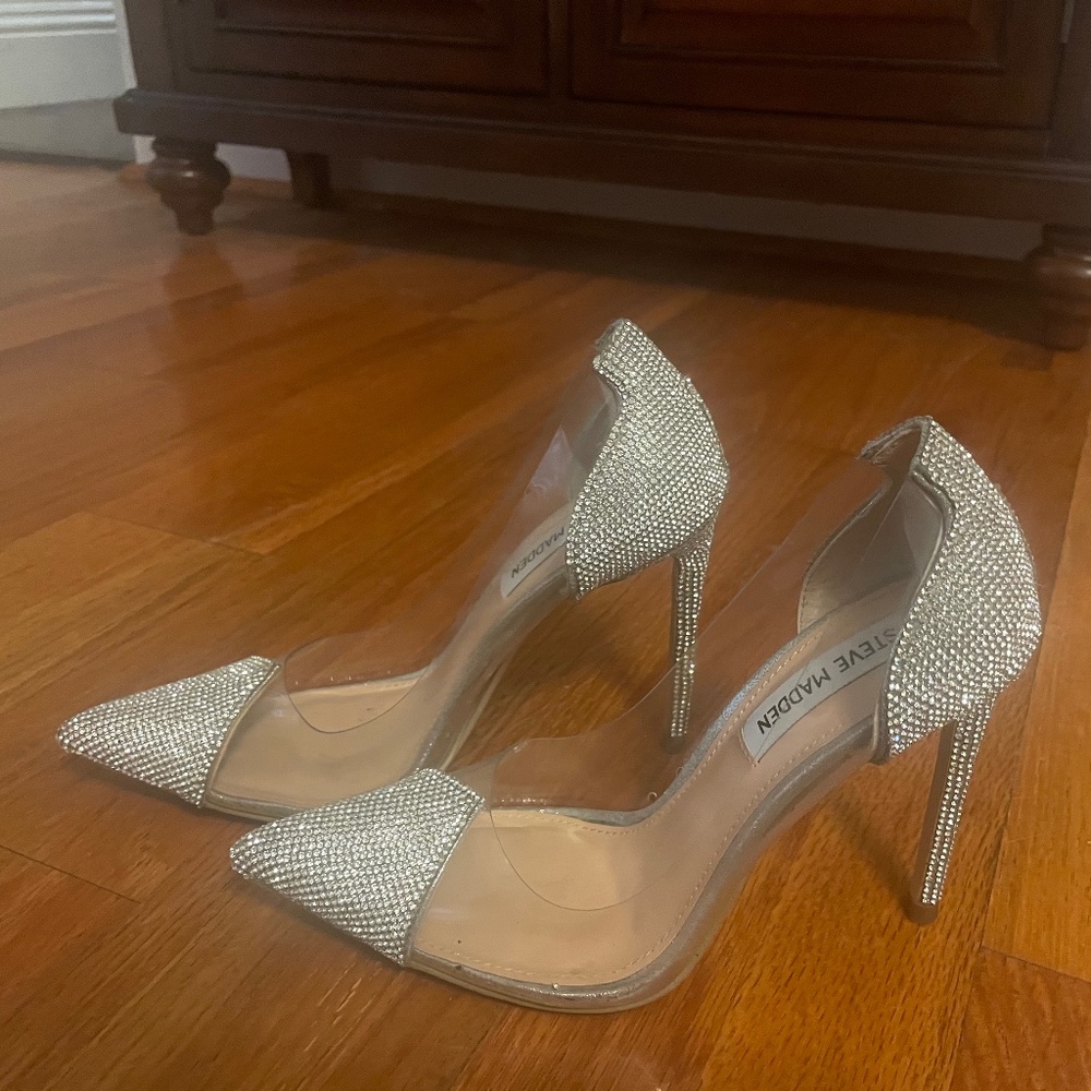 Steve Madden Rhinestone and Clear Heels Pumps 5.5